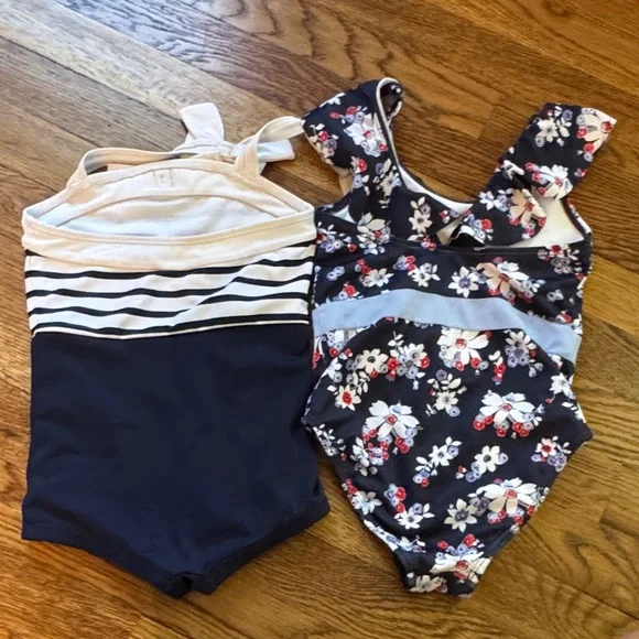 Janie and Jack Navy and Floral Swimsuit Set - Picture 2 of 4